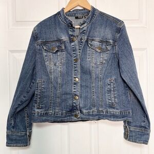 Ana Womens XLP Denim Jacket Medium Wash Biker Classic Minimalist Gorpcore
